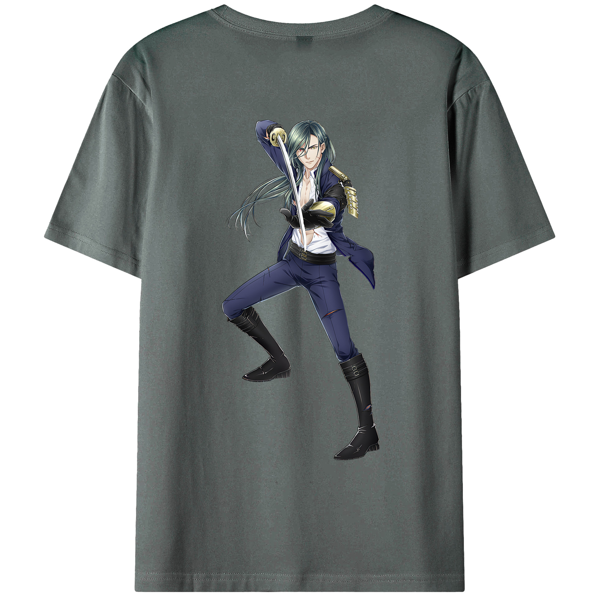 （画像用） 刀剣乱舞 Touken Ranbu 綿100％ メンズ半袖Tシャツ（バックプリント） 通気性